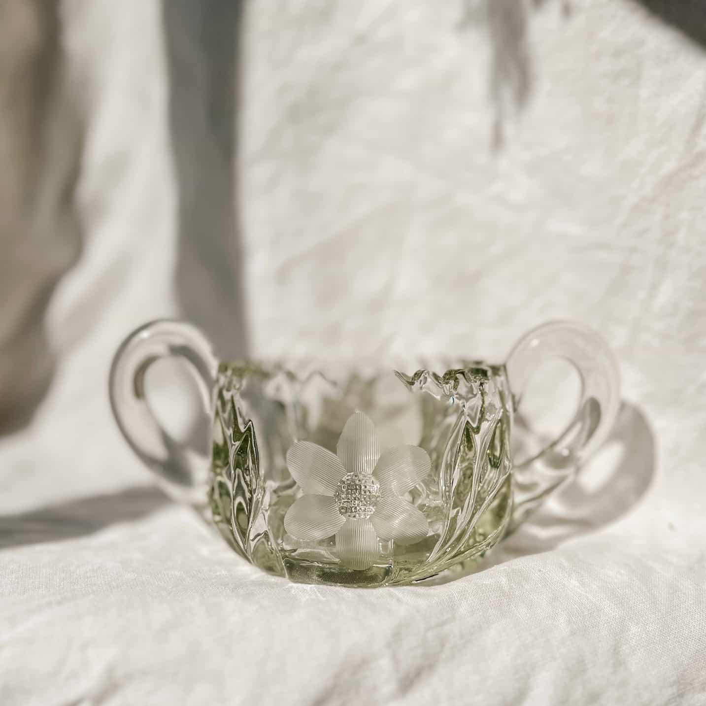Antique Crystal Flower Dish